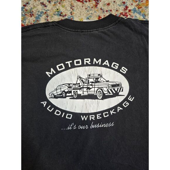 Vintage 90's Motormags Audio Wreckage T-Shirt Rhode Island Punk One Ton Shotgun